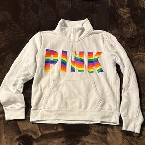 Victoria's Secret PINK White Rainbow Logo Pullover